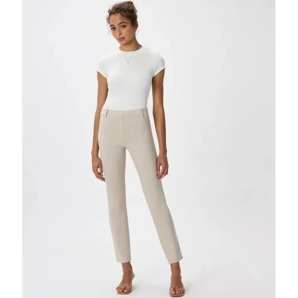 Quince Women's Ultra-Stretch Ponte Straight‎ Leg Pants Ecru Size Large NWT
